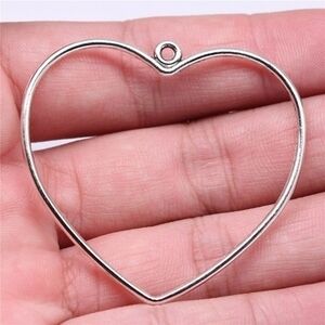 Elegant Silver Plated Heart Pendant 10 Pcs 49x47mm